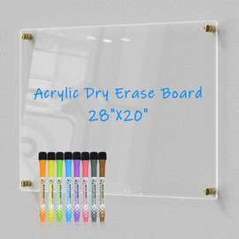 Transparent Acrylic Dry Erase Board | 28x20" Versatile Writing Panel | Includes 8 Bright Markers, Eraser, Colorful Mounting Screws & Easy Install Kit | Ideal for Home, Office, Classroom
