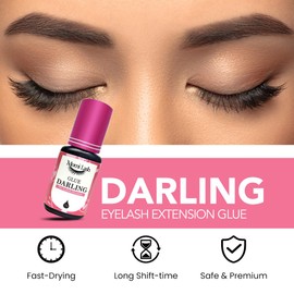 Lash Glue Darling by Momi Lash, Extra Strong Eyelash Extension Glue, 1 Sec Drying time, Retention 5 Weeks, Professional Supplies for Eyelash Extensions, Black Lash Adhesive 10g