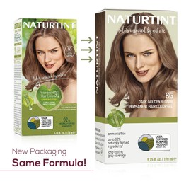 Naturtint 6G Dark Golden Blonde Permanent Hair Color (Pack of 1), Ammonia Free, Vegan, Cruelty Free, up to 100% Gray Coverage, Long Lasting Results (Packaging may vary)