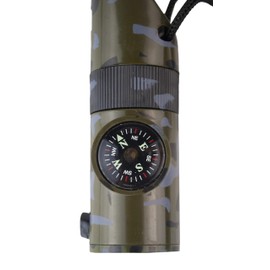 ADROIT 6-in-1 Survival Whistle, Flashlight, Compass & Thermometer | Camo Color