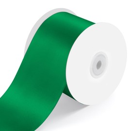 KMER LIFE 3" Wide x 25 Yards Single Face Polyester Satin Ribbon, Satin Ribbon for Crafts, Gift, Hair Bows, Wedding Party Decoration, Bow Making & Other Projects (Green)