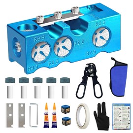 11-in-1 Pool Cue Tip Repair kit, Professional All-in-One Pool Stick Tip Tool for Shaping, Replacement, Maintenance. Tips Shaper & Scuffer kit, Pool Cue Trimmer (Blue Aluminum)