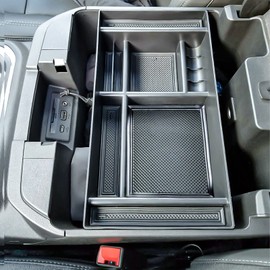 TACOBRO Center Console Organizer Compatible with 2019-2022 Chevy Silverado 1500 / GMC Sierra 1500 and 2020-2023 Silverado/Sierra 2500/3500HD Accessories - Full Console w/Bucket Seats ONLY, Black