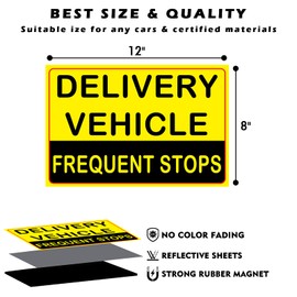 Magnetic Delivery Vehicle Frequent Stops Signs 2 pack (12X8") yellow