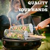 ivtivfu Rolling Grill Basket, Removable Wooden Handle, 304 Stainless Steel,