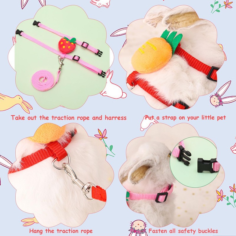3 Pieces Adjustable Rabbit Harness and Leash Bunny Harness Vest