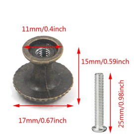 6Pcs 0.7 x 0.6 inch Bronze Antique Knob Handles Jewelry Box Pull for Drawer Cupboard Wardrobe Cabinet, with Mounting Screws