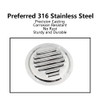 Round Louvered Vent, 316 Stainless Steel Air Vent Grille Ventilator