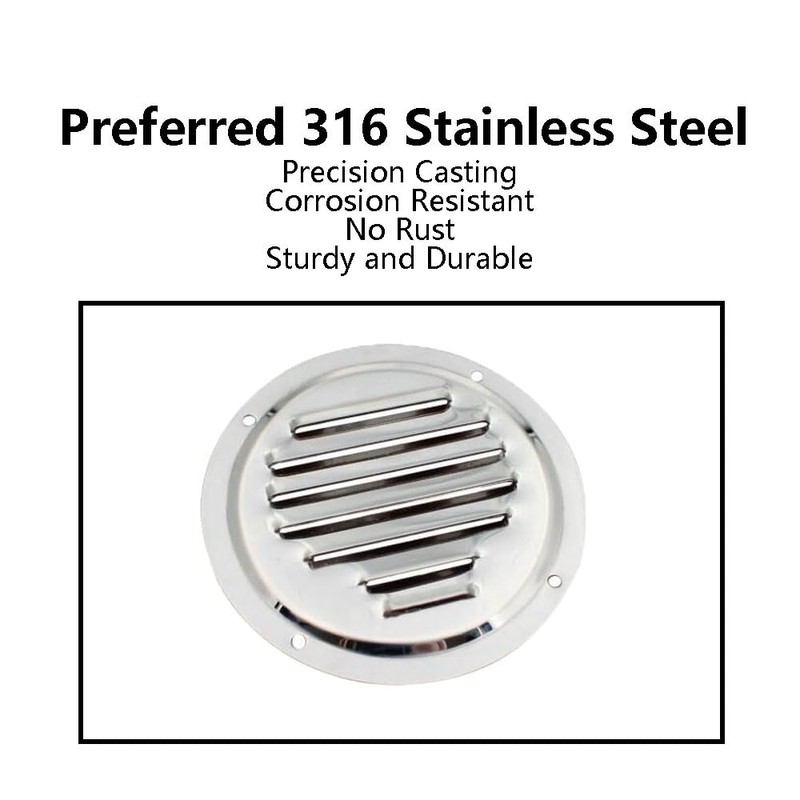 Round Louvered Vent, 316 Stainless Steel Air Vent Grille Ventilator