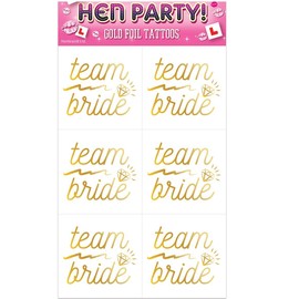 Henbrandt Team Bride Gold Foil Temporary Tattoos for Hen Do Bachelorette Party Accessories Bridesmaid Gift Bags Bride to Be Decorations Adult Tattoo Transfers