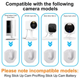 3-Pack No-Drill, No-Screws Wall Mount Compatible with Ring Indoor Cam (1st & 2nd Gen)/Blink Mini/Mini 2 /Blink Outdoor 4/WYZE Cam OG v3 v4 Cameras Adhesive Wall Mount (White)