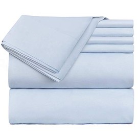 Hearth & Harbor 6 Piece Sheet Set â Premium 1800 Microfiber King Bed Sheet Set â 18-24â Extra Deep Pocket Fitted Sheet - Hypoallergenic and Fade Resistant (Ice Blue)