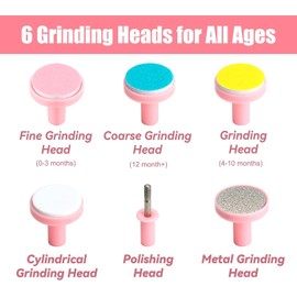 Baby Electric Nail File | 8 in 1 | Baby Nail Trimmer Electric | Baby Nail Clipper with 6 Grinding Heads and Light | Baby Nail Care Kit for All Ages | Pack of 1 (Pink)