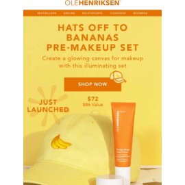 PLUS OLEHENRIKSEN HATS OFF TO BANANAS PRE MAKEUP SKINCARE SET