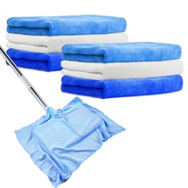 CODOHI 6 Pcs Extra Large Microfiber Cleaning Cloth, 20" x 30" Washable Reusable Large Floor Cloth Rags, Microfiber Towels for Mop Cleaning Office Bathrooms Housekeeping (Blue, White)