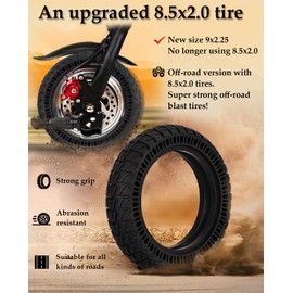 Felixstory 50/75-6.1 Off-road Tire, Upgraded Size 9x2.25 Solid Tire Replacement for All 8.5x2.0 inch Original Tires, Fit for VOLPAM SP06, Hover 1 Journey, Gotrax GXL V2 Electirc Scooter Tyre
