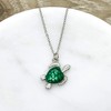 Green Turtle Pendant Necklace Handmade Silver