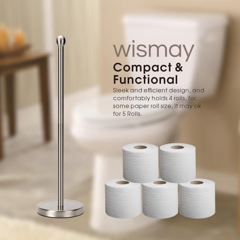 Toilet Paper Holder Stand for Max 5 Paper Rolls, Freestanding