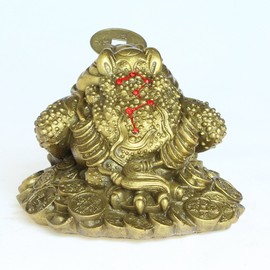 Gold Frog Collecting Goods (Kinseng/Squirrel) Three-legged Frog Three-legged Frog Fortune Business Prosperity Feng Shui Goods Copperware (M)