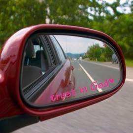 Rearview -Mirror -Decal Water Bottle -Stickers Affirmation Reminder Sticker Laptop Bumper Tumbler Vinyl Sticker Car Mirror Decal Funny Car Decor -Gift (Pink, Trust in God)