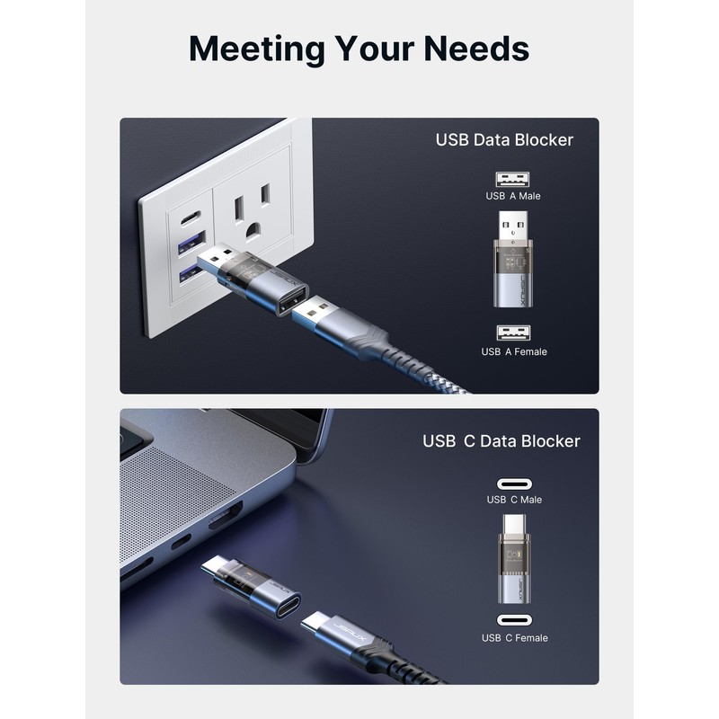 JSAUX USB Data Blocker & USB C Data Blocker (4-Pack),