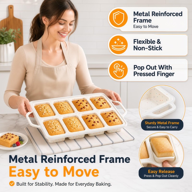 1 Pack Vinino Silicone Mini Loaf Pans Cake Bread Baking