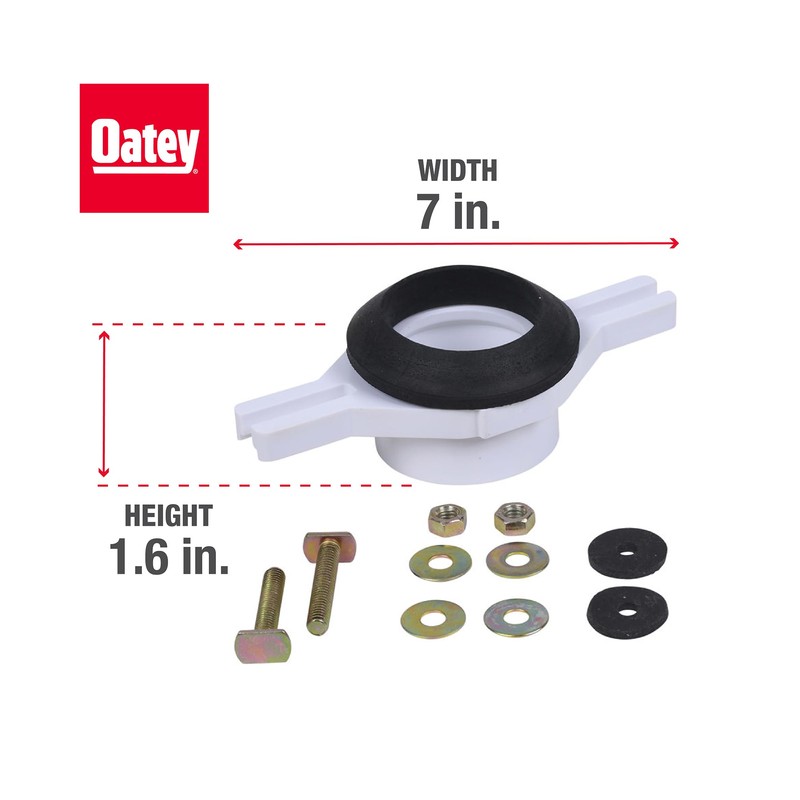Oatey 43541 2-inch White PVC Horizontal Adjustable Urinal Flange Kit,