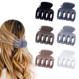 USDNICE 6 Pcs Hair Clips Small Claw Clips for Thin Hair Medium Matte Non-slip Hair Accessories for Women and Girls (Brown Grey)