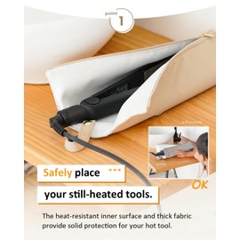 Lifeplus Curling iron Flat iron Holder Mat, Heat Resistant Hot Hair Tool Travel Bag Case for Home Travel (Black)