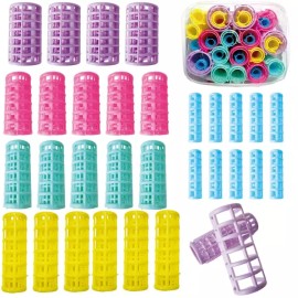 Ulifebetter 30Pcs 플라스틱 헤어 컬링기 셀프 그립 무히트 세트 - 짧은 머리용 롤러 가는 얇은 머리 Ulifebetter 30Pcs Plastic Hair Curling Rods Self Grip No Heat Set - Short Hair Rollers for Thin Hair