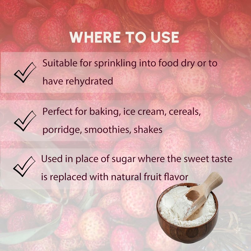 Lychee Powder 8 oz, Natural Powder for Beverages, Cooking