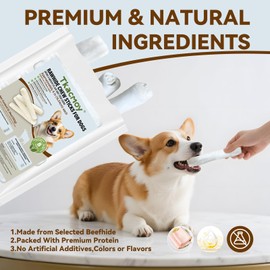 Tkacmoy Rawhide Rolls for Dogs, Long Lasting Beef Hide Chews- Medium to Large Dogs, All Natural Ingredient Dog Rawhide Bones, Digestible Dog Chew Treats (B)