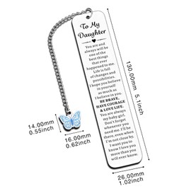 Daughter Birthday Gifts from Mom to My Daughter 16th 18th 21st Birthday Gifts for Girls Inspirational Bookmark for Kids Girls Christmas Valentines Day Gifts for Daughter, Stocking Stuffers for Girls