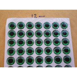 Unbranded 126 PCS 3D 12MM GREEN HOLOGRAPHIC FISHING LURE EYES/FLY TYING JIGS/CRAFT DOLLS