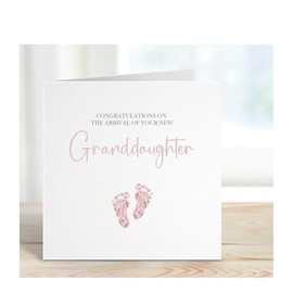 New baby Girl card, Granddaughter card, Congratulations to the new grandparents, Pink floral baby feet, New Baby Card Grandgaughter.