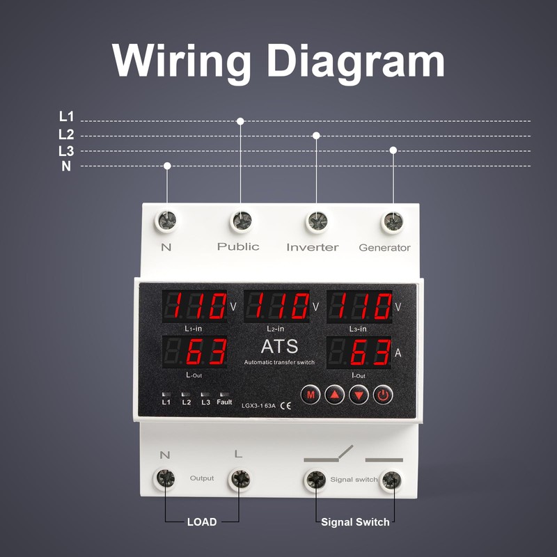 OELFFOW 4P 63A 110V ATS Automatic Transfer Switch - L1