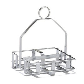 Tablecraft Chrome Plated Salt and Pepper Shaker / Sugar Packet Rack - 5" x 4 3/4" x 6 1/2" - each