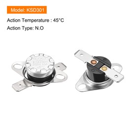 Rebower KSD301 Thermostat 45C NO Temperature Thermal Control Switch, [for Microwave Oven Refrigerators] - Normally Open/5pcs