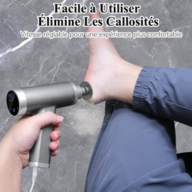 Elektrischer Fußraster, leistungsstark, 4500 U/min, einstellbare Geschwindigkeit, Profi-Fußschleifer, Fußpediküre, elektrische Feile, Fußfeile, gegen Hornhaut (grau)