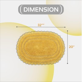 Better Trends Lilly Crochet 20x32 Oval Bathroom Rug & Reversible Bathroom Rugs, Bath mats for Bathroom, Luxurious 100% Cotton Bath Rug & Water Absorbent Bathroom Mat- Yellow Bath Matt