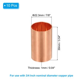 PATIKIL 3/4" Copper Coupling Fittings with Sweat Ends, Straight Copper Pipe Fitting Coupler Without Stop Solder Connection Welding Joint Connector for HVAC Air Conditioning Plumbing