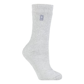 HEAT HOLDERS Sockshop Women's 2.3 Tog Patterned Thermal Socks Pack of 1, silver-grey