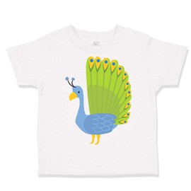 Toddler T-Shirt Zoo Peacock Spread Tail Zoo Funny Cotton Colorful Peacock Boy & Girl Clothes Zoo Baby Funny Tee A White Design Only 4T