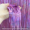 Pink Glitter Metallic Tinsel Foil Fringe Curtains Backdrop Streamers, 2Pcs