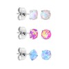 Aroncent Earrings Set 316L Stainless Steel Opal Earrings in White/Blue/Pink