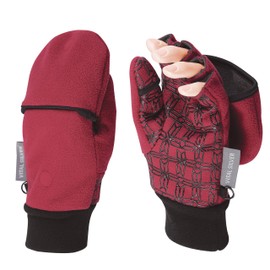 Vital Salveo- Outdoor 3WARM Unisex Half Finger Gloves Windproof Non Slip Fingerless Fleece Gloves (Wind Red, Large)