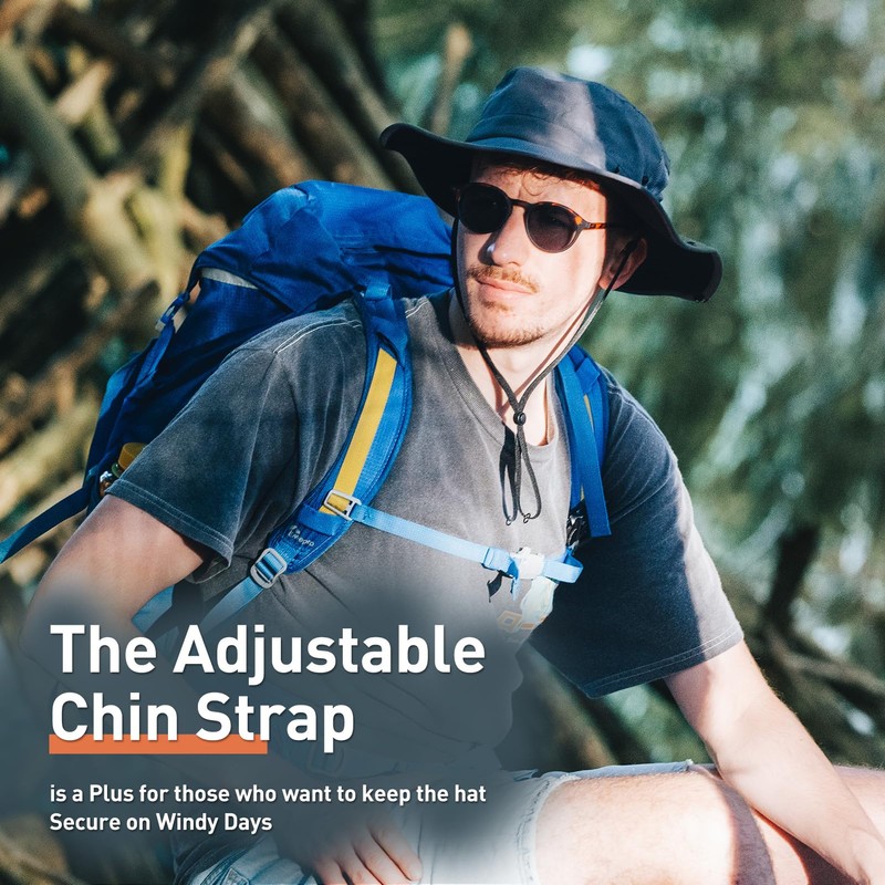 TOP-EX Men's Waterproof Bucket Sun Hat with Wide Brim, Summer