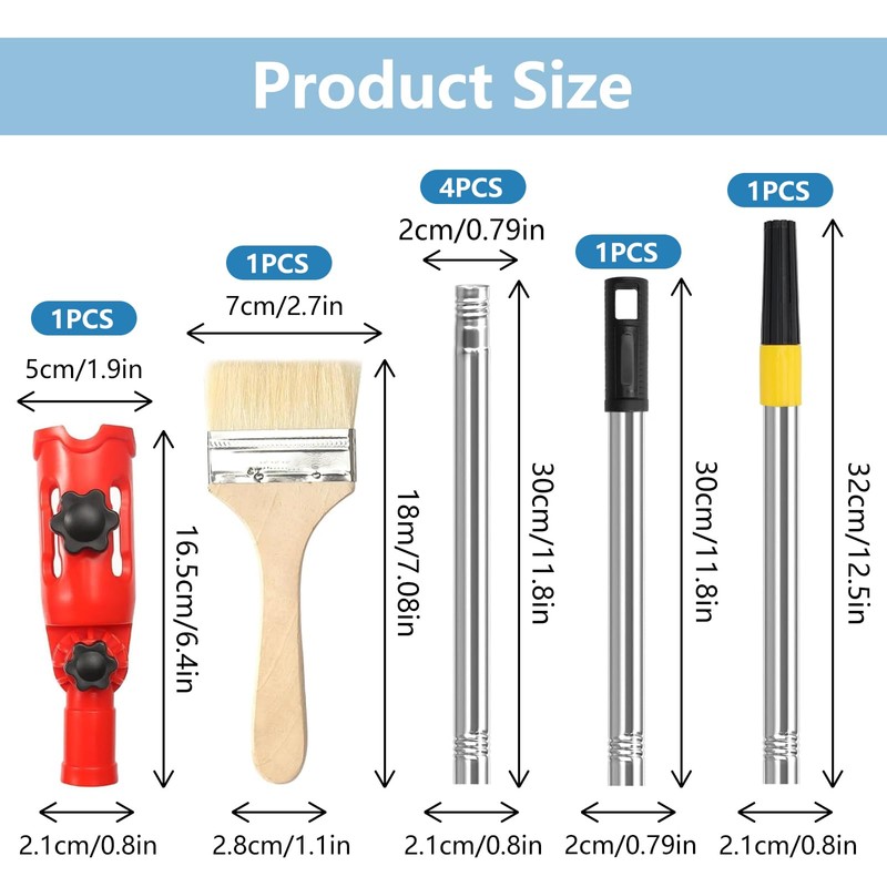 Brush Rail for Ceiling 170 cm Multi-Angle Brush Extension 180