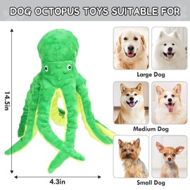 Chngeary 2 Pack Octopus Squesky Dog Toys for Large Medium Small Dogs, Stuffed and Tough Plush Dog toys for Aggressive Chewers (Blue+Green)