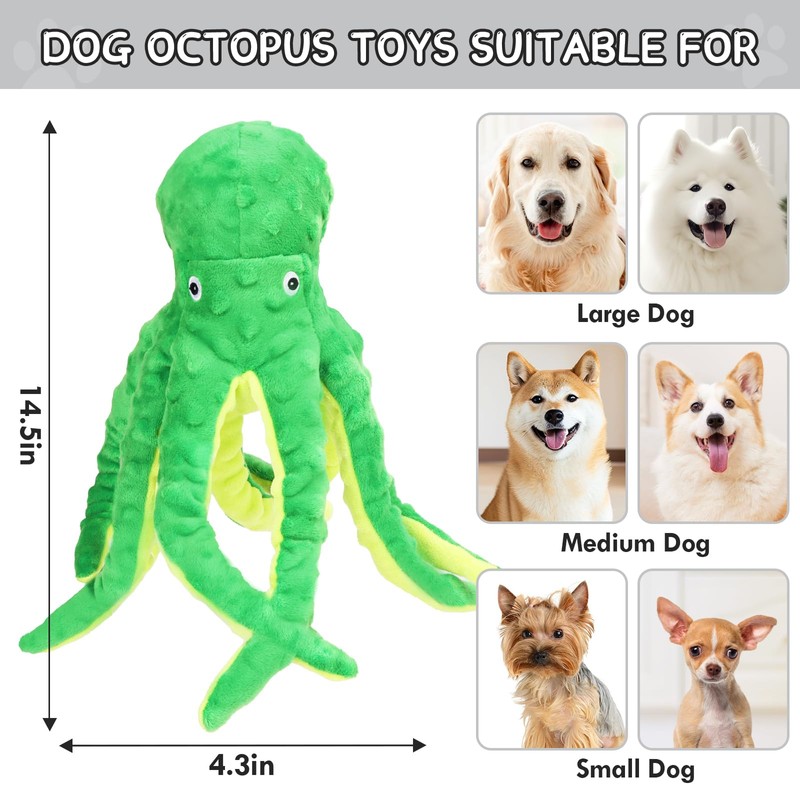 Chngeary 2 Pack Octopus Squesky Dog Toys for Large Medium
